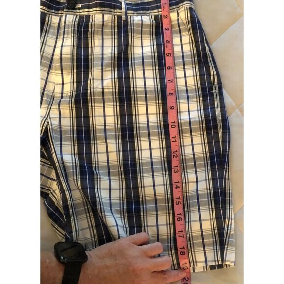 Michael Kors Men's Plaid Shorts Navy Gray Size 38 - Picture 7 of 9